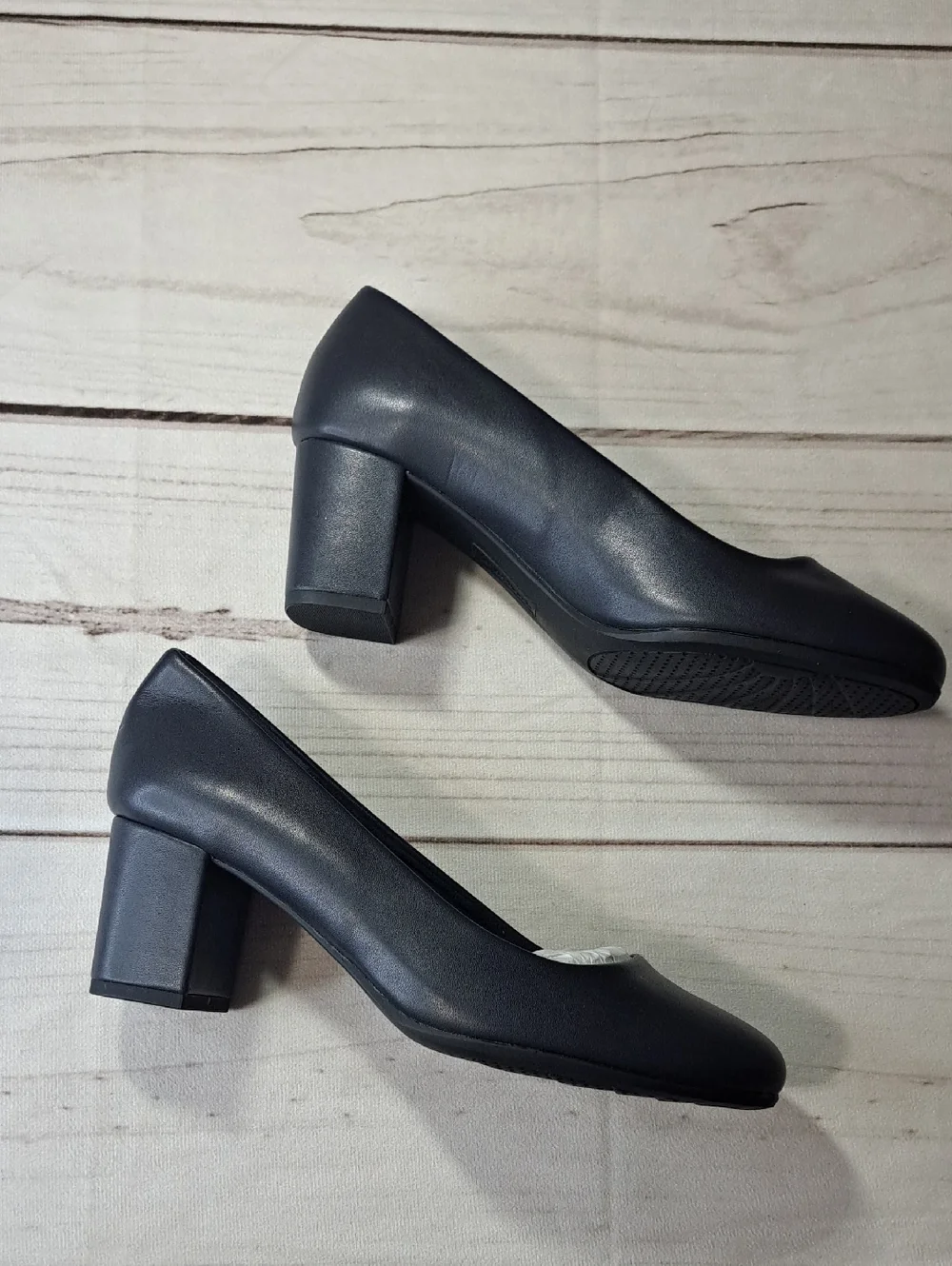 Dark Navy Block Heel Pumps Size 7 WW
